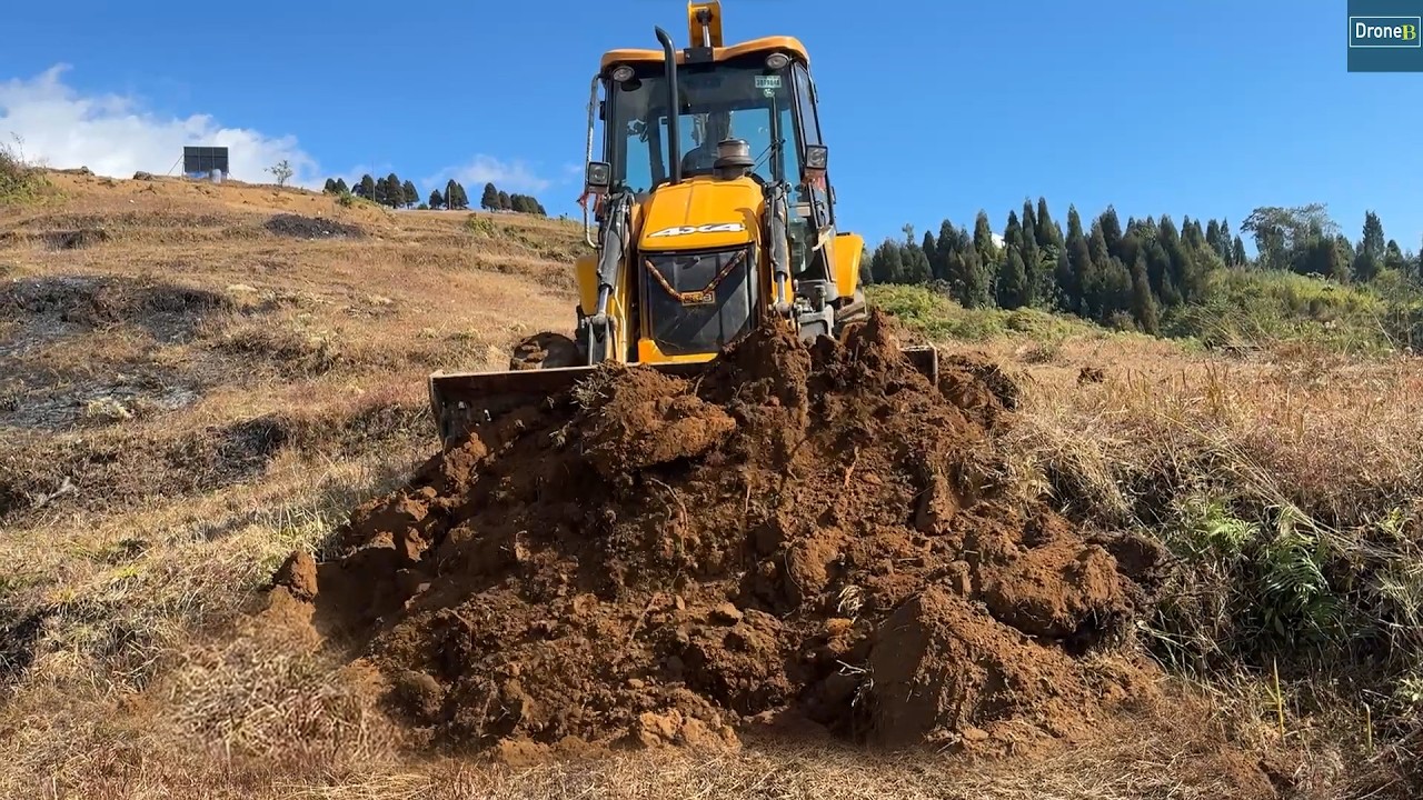 Very Remote and Steep Road Construction at Hilly Roadless area