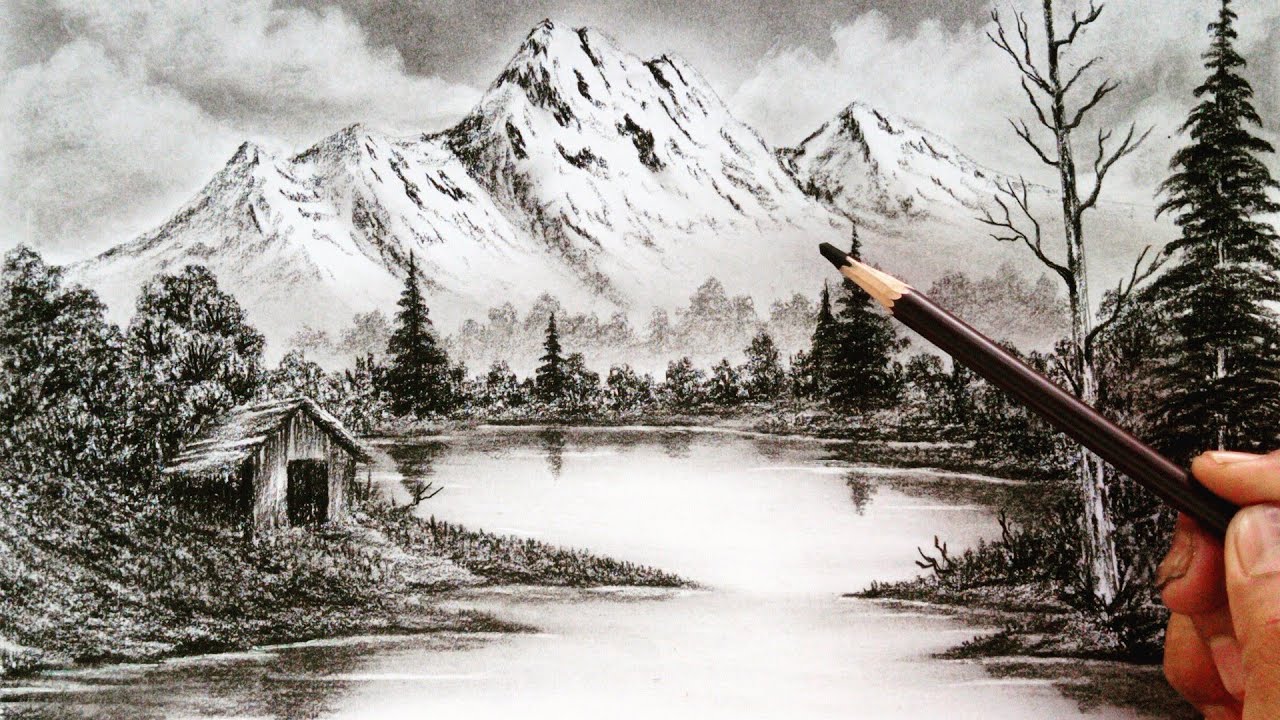 Landscape scenery drawing by pencil easy ways // Pencil drawing nature easy //