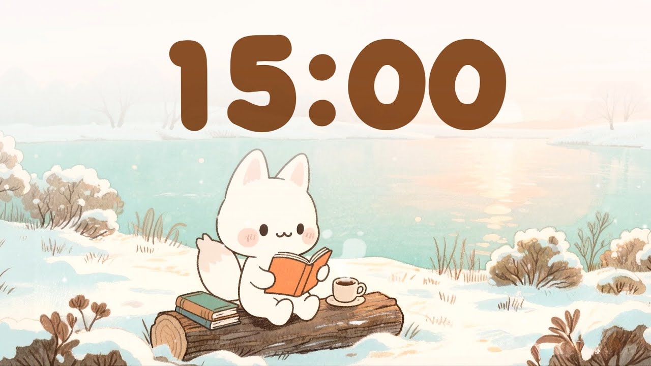 Winter Lake Vibes 🎵 15 minute timer 🦊 Study with me