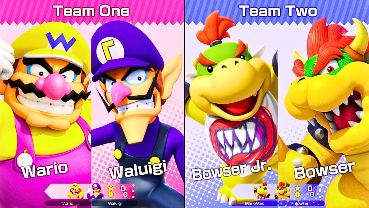 Super Mario Party Jamboree - Wario & Waluigi vs. Bowser Jr. & Bowser (King Bowser's Keep)