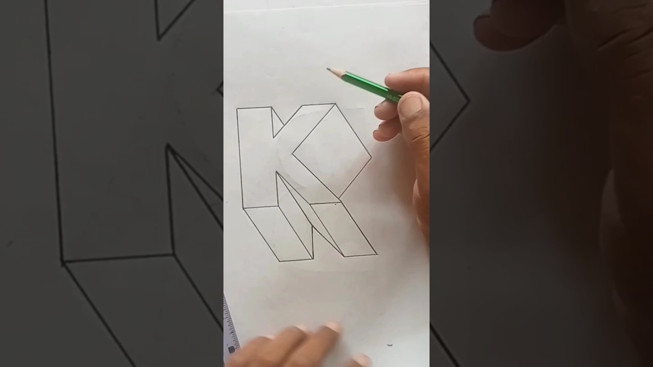 3d letter K|| drawing|| ghamgeen Aftab Art 2023