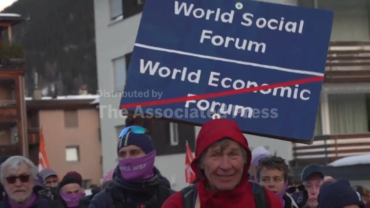 Hundreds march in Davos to protest World Economic Forum