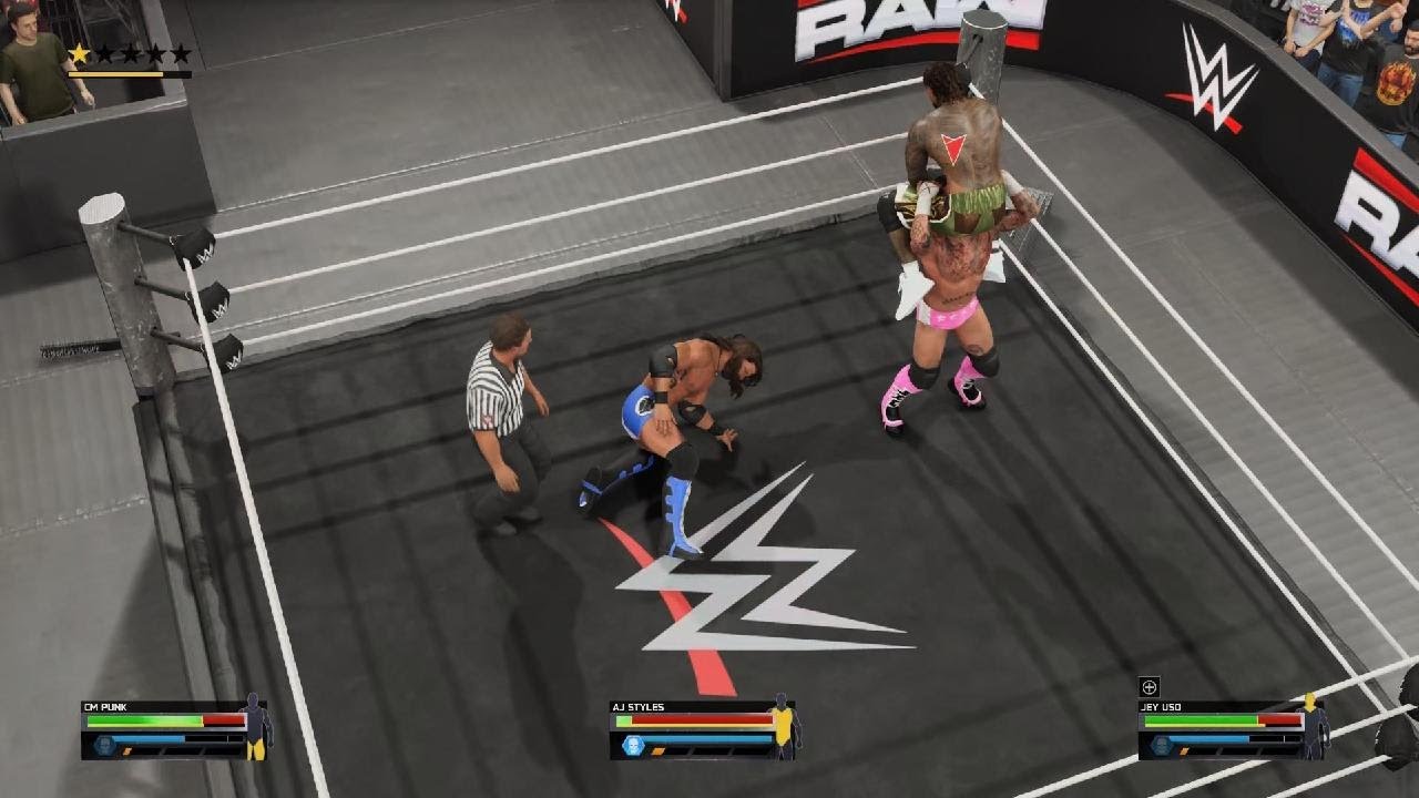 Triple threat falls count anywhere match in WWE 2K25