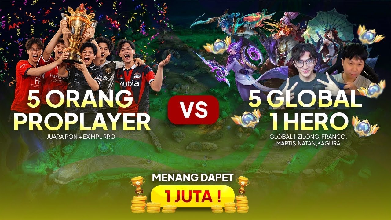 5 TOP GLOBAL 1 HERO VS 5 PRO PLAYER (JUARA PON + EX MPL RRQ) SEJAUH APA BEDA SKILLNYA??