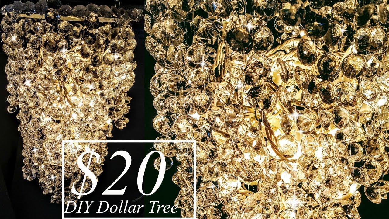 DIY 3 Tier Chandelier Light with Dollar Tree Materials - Glam Decor
