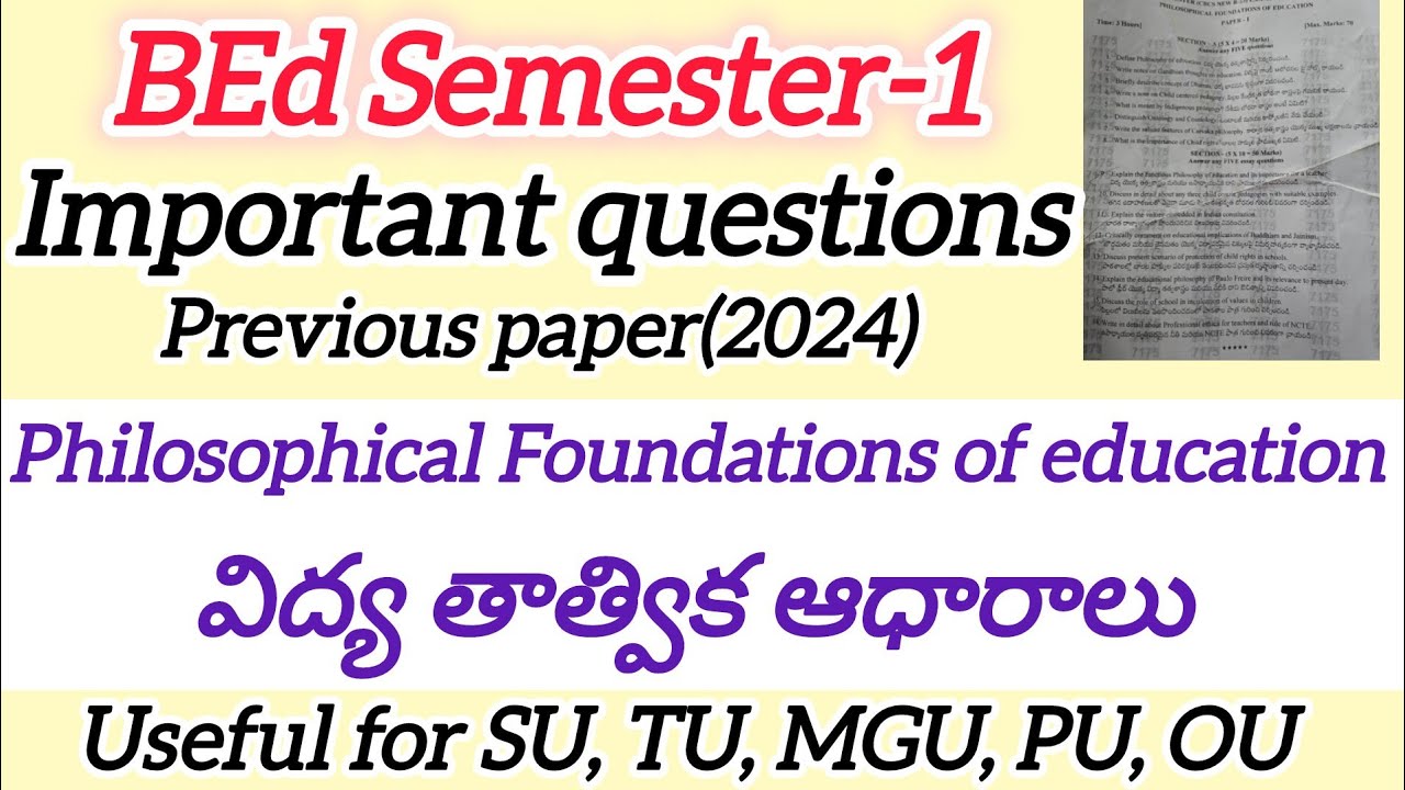 BEd Important Questions|Philosophical Foundations of Education #bed#exam #bedrecords#bedpreparation
