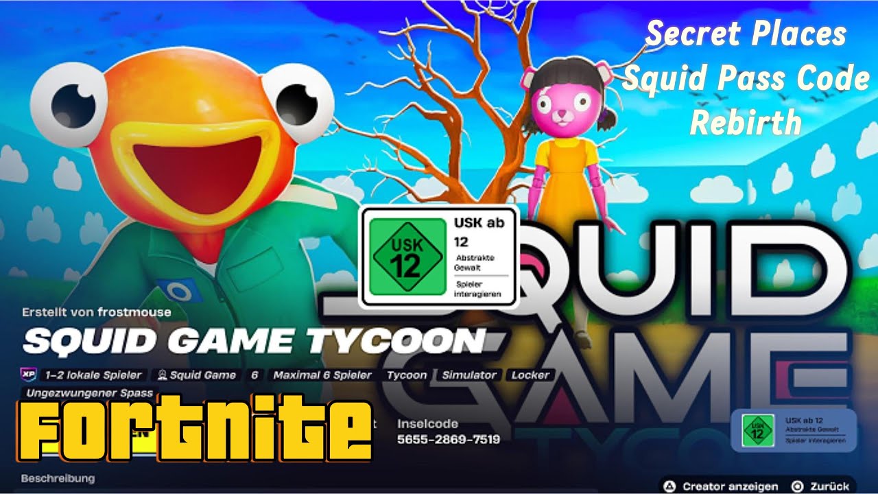 FORTNITE 🦑 Squid Game Tycoon ( Secret Places + Squid Pass + Rebirths )  German / Deutsch