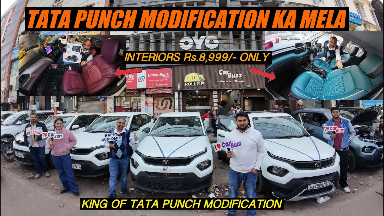 Punch Ka Mela 😍 | Tata Punch Modification in Wholesale Rate 🔥| PRICES के साथ ✅| CARBUZZ KAROL BAGH