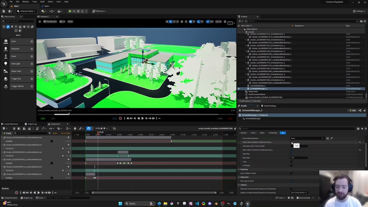 Twin Sync Studio export and Unreal Engine schedule UI