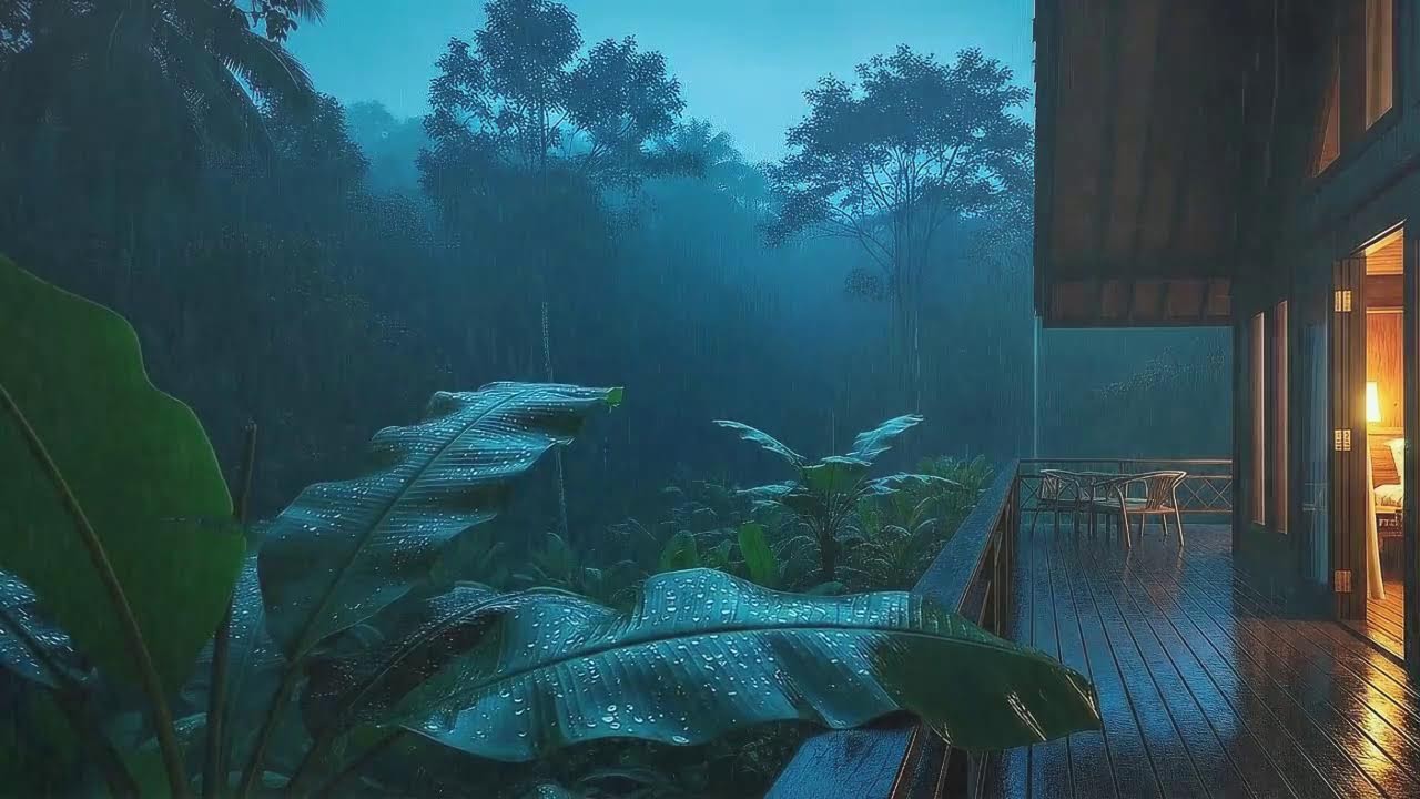 Jungle Cabin Rain With Subtle Thunder For Quick Bedtime Relaxation 🌧️