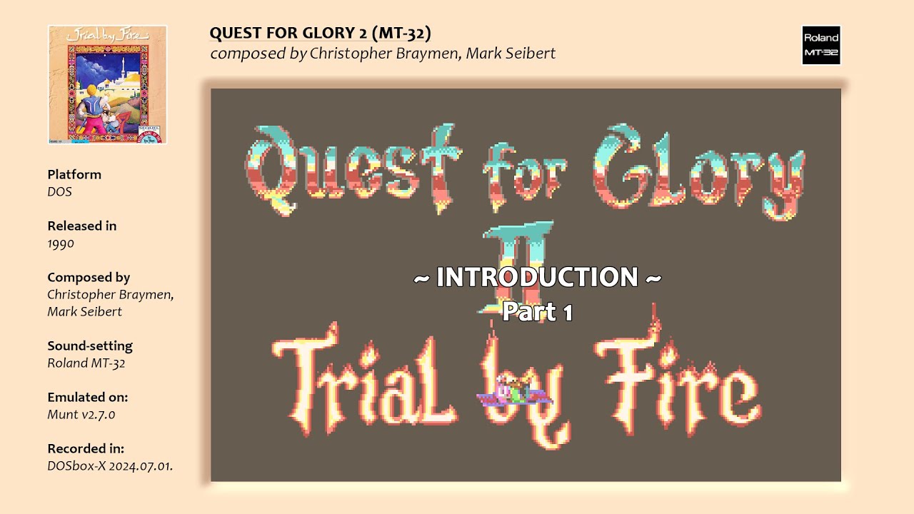 Quest for Glory 2 Soundtrack (PC-DOS) - Roland MT-32 [Emulated]