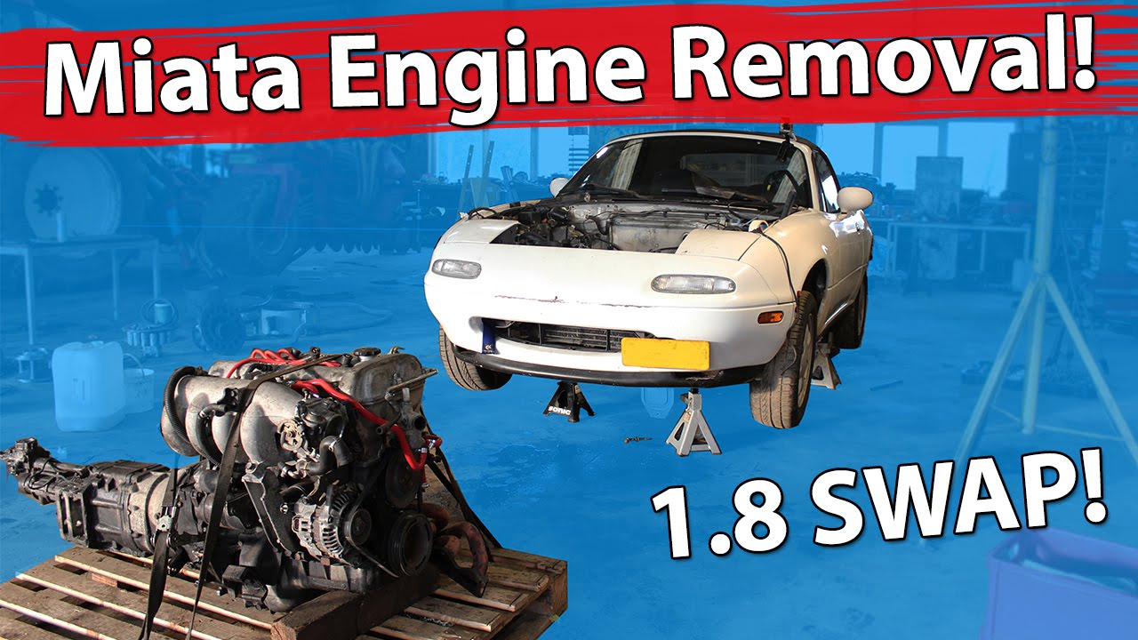 Miata Engine Removal - Bye Bye 1.6.. Hi 1.8 Engine Swap!