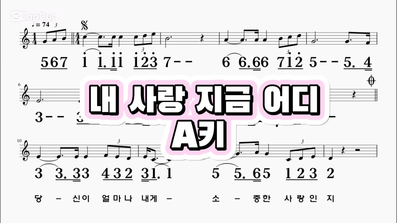 내사랑지금어디 신유 A키 하모니카 악보 영상