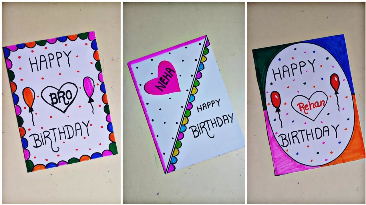 3 DIY birthday card easy / how to make birthday greeting card / happy birthday card making ideas