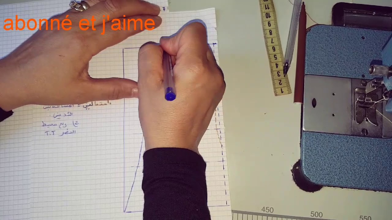 كيفية تفصيل رقبة مربعة الشكل comment faire le patron d'une gandora de col carré avec une méthode pro
