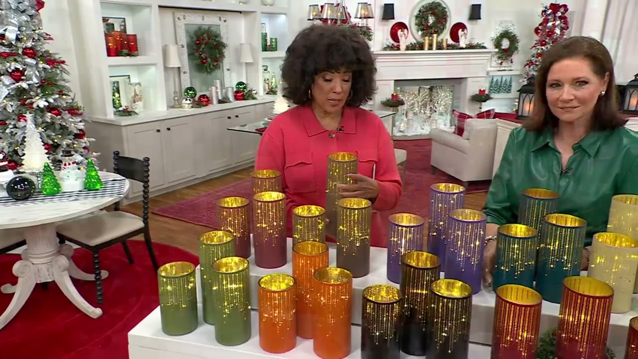 Set of 3 Illuminated Starry Night Hurricanes by Valerie on QVC