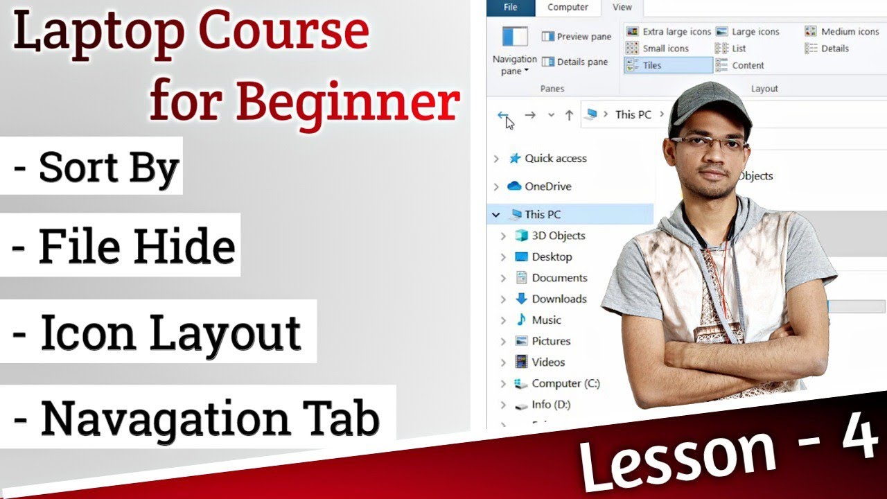 Laptop basics - File Hide, Sort By, Icon Layout, Navigation Tab| Lesson - 4 | HINDI