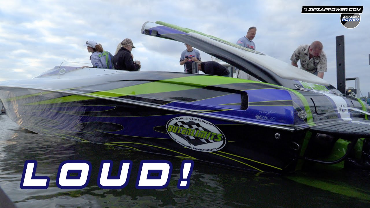 Outerlimits Startup! Boat So Loud it's DANGEROUS! Doctor Mandated Hearing Protection Required!