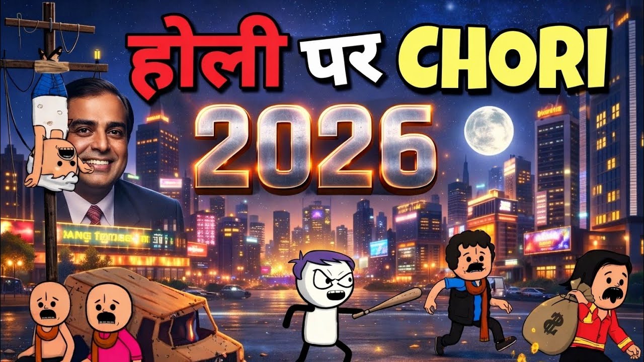 27/02/2026 होली पर कालिया और छपरी ने मिलकर की चोरी 😂 / 😂 भज्जी ने कालिया और छपरी को पीटा 😂 /#cartoon