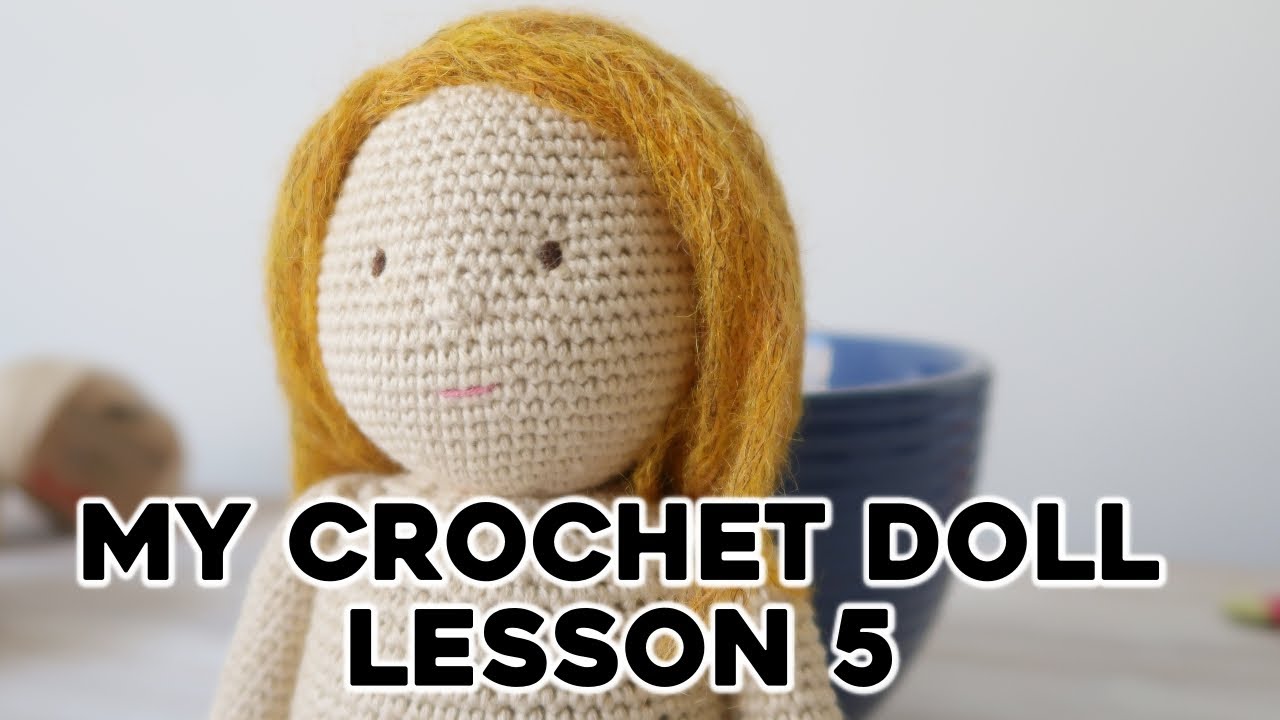 HOW TO CROCHET DOLL. LESSON 5: FACE + HAIR | Amigurumi doll tutorial, free pattern | Crochet Lovers