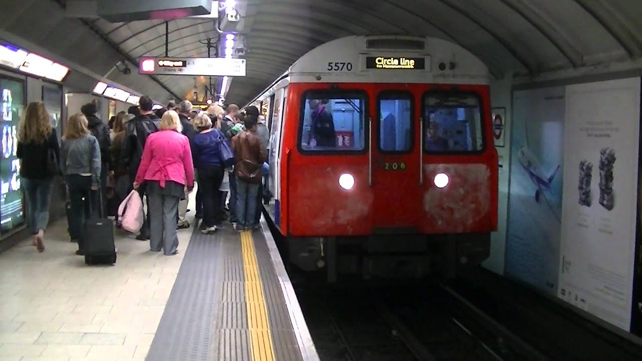 London Underground C Stock 5570, 6501 and 5569 at King's Cross St. Pancras