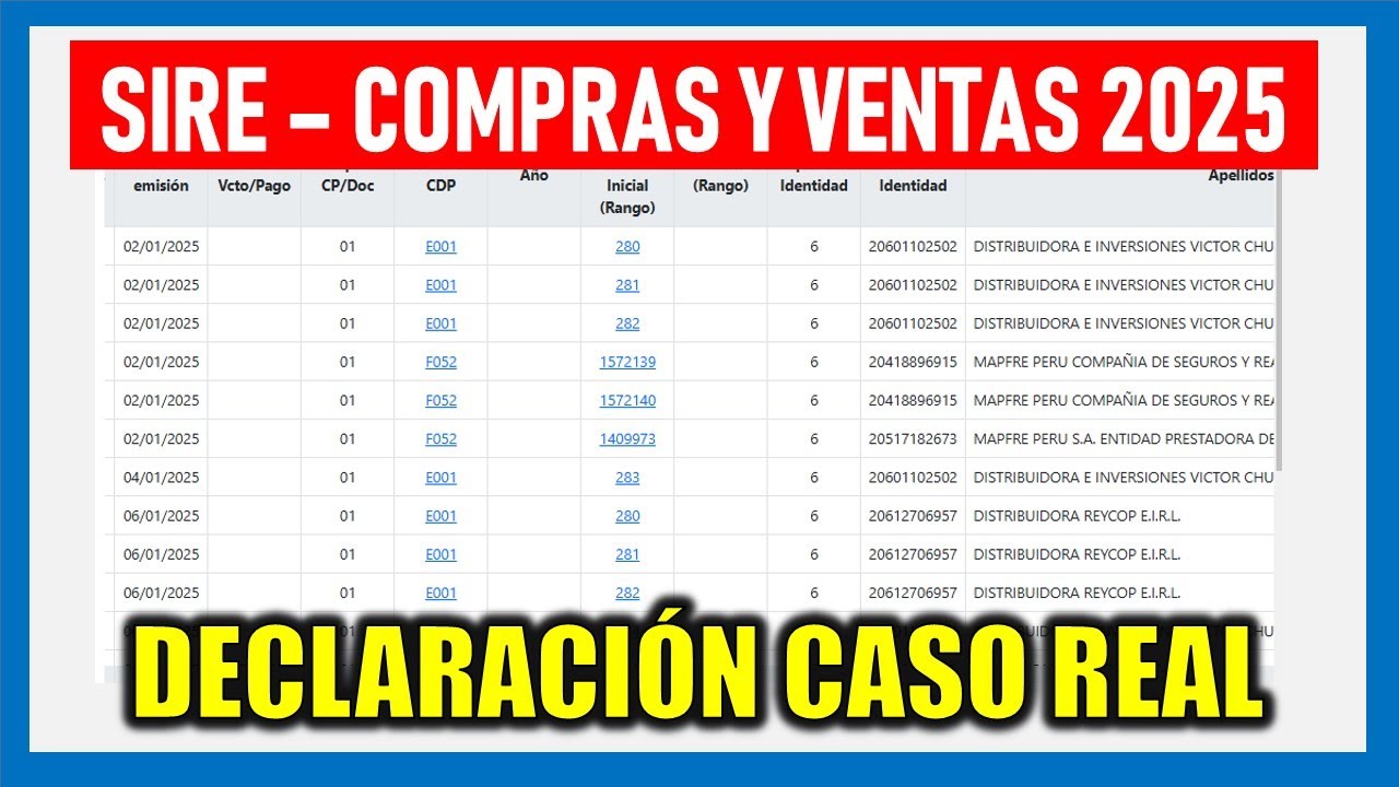 DECLARACIÓN SIRE SUNAT 2025 |Registro de Compras y Ventas CASO REAL