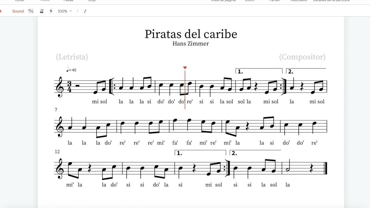 Piratas del Caribe flauta 6º