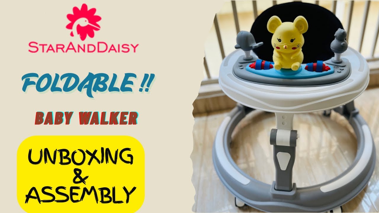 unboxing and installing the star and daisy baby walker | foldable and height adjustable 