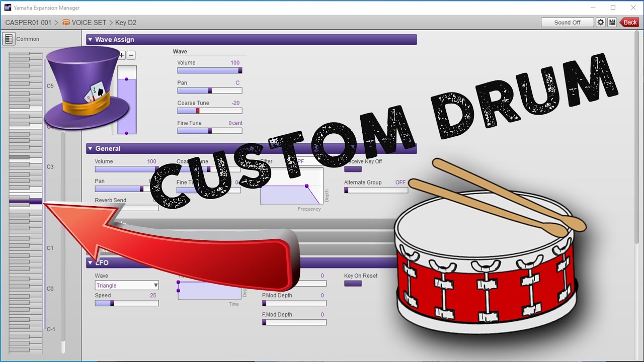 Create Genos Custom Drum Voice - replace the selected Drum Element with new User Wave (YEM)