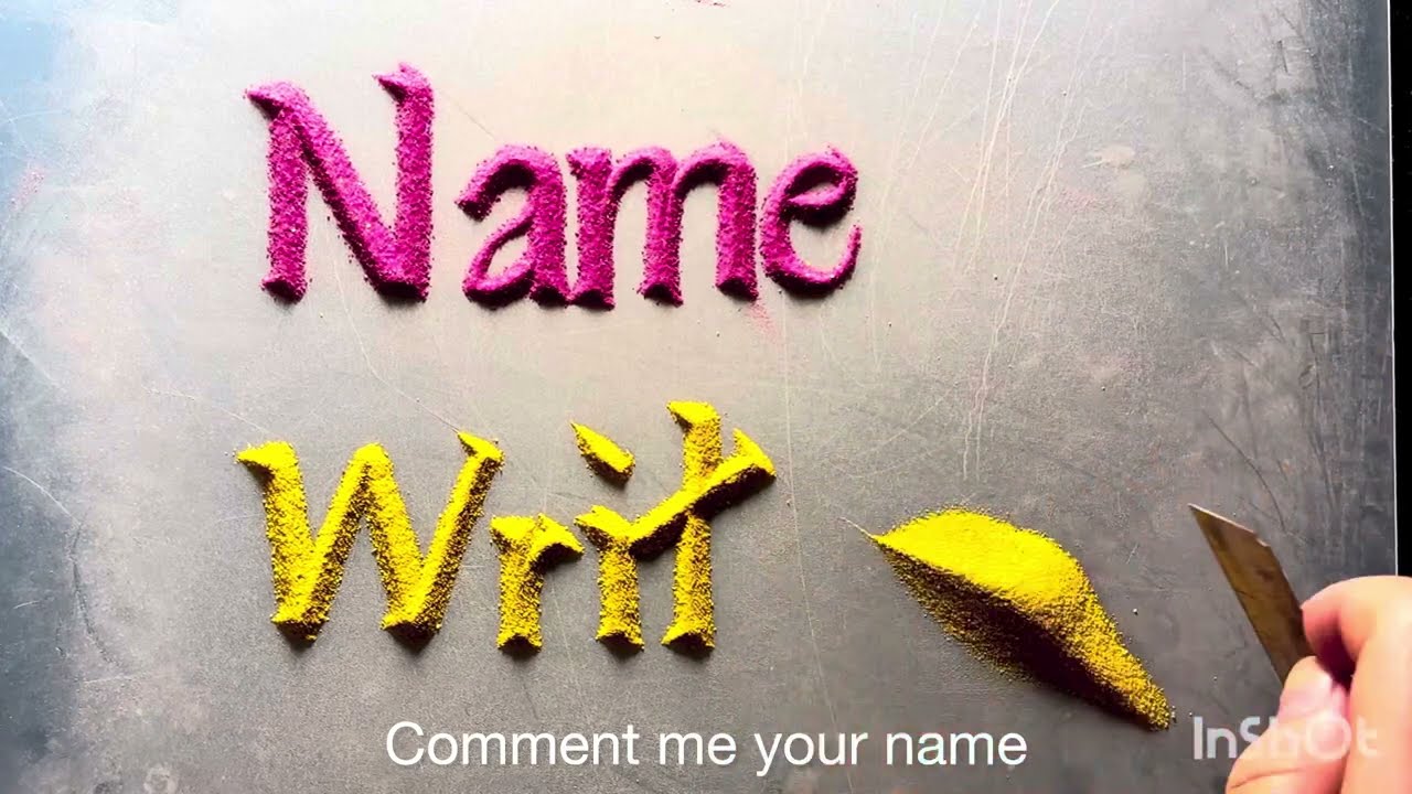 Name writing with sand /sand art /sand calligraphy/sand writing 