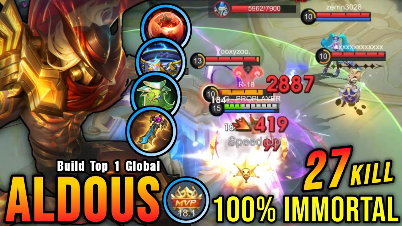 27 Kills + MANIAC!! Aldous High Shield Build 100% IMMORTAL!! - Build Top 1 Global Aldous ~ MLBB