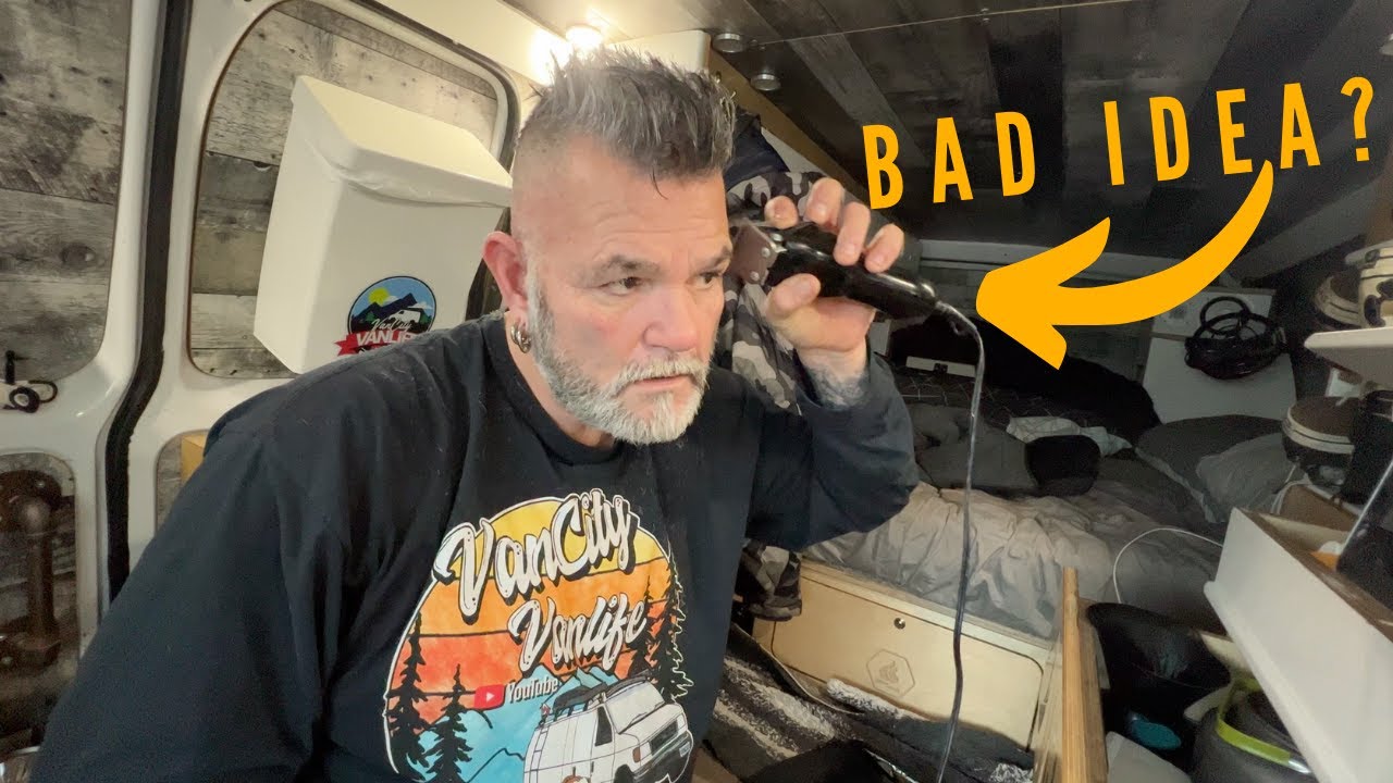 Camper Van Barber Shop + Hard To Find Free Water In The Winter