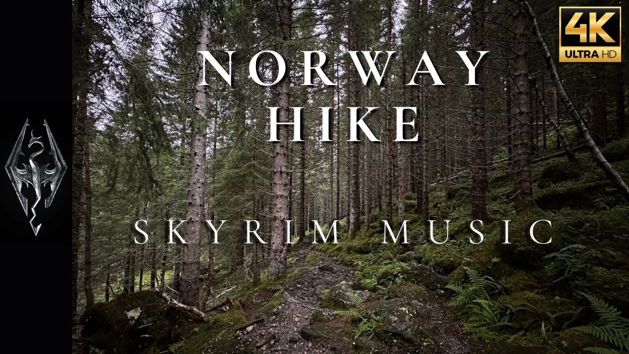 Scenic Norwegian Trail Mountain Hike | 4K GoPro Clouds-Hiking & Skyrim OST [No Commentary]