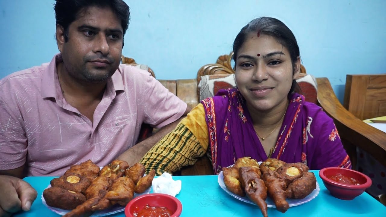 চিংড়ি মাছের বড়া eating challenge | husband vs wife eating competition