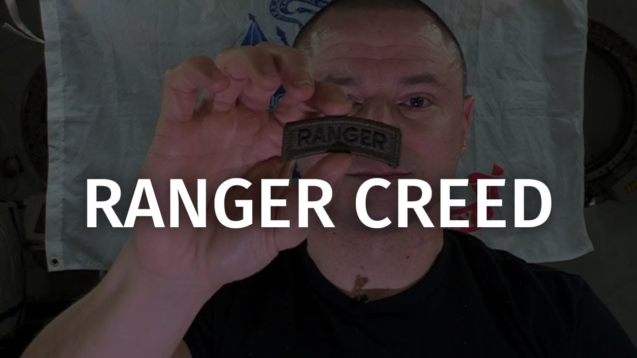 Colonel Andrew J. Morgan recites the Ranger Creed from the International Space Station