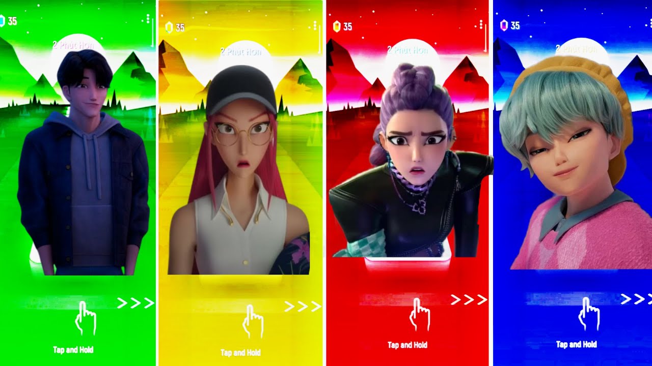 Jinu vs Zoey vs Mira vs Rumi | INSANE Tiles Hop Battle | K-Pop Demon Hunters