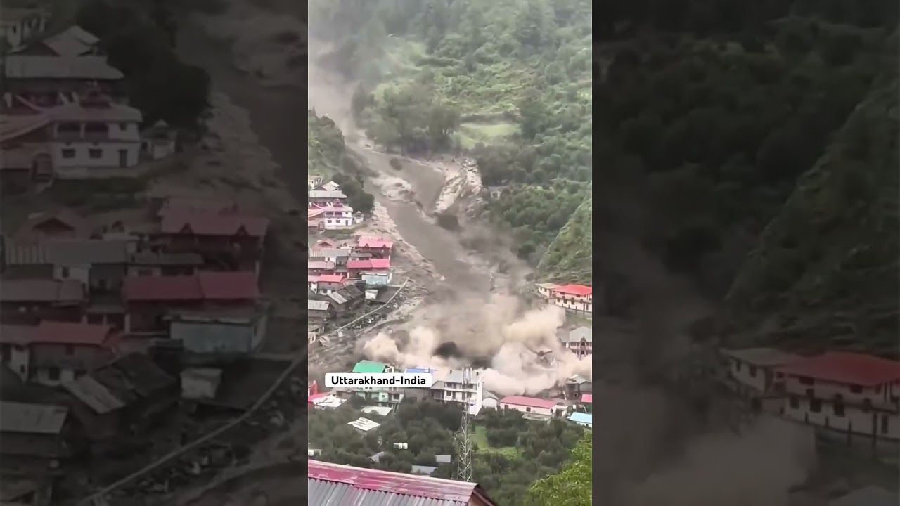Massive landslide strikes Uttarkashi india after cloudburst on 05/08/2025 #シ#200k  #india