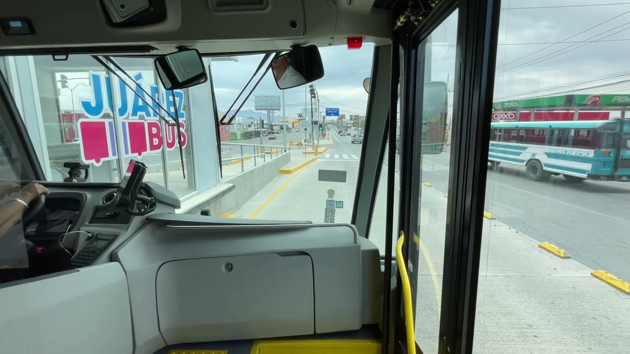 Recorrido exprés de la línea troncal dos del JuárezBus (BRT-2) de Aeropuerto a Centro ExAduana