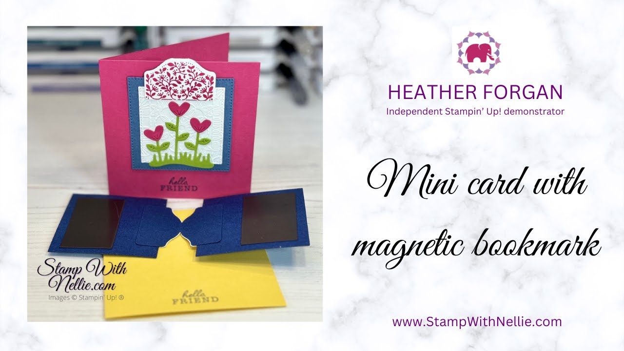 How to make a small card with a magnetic bookmark attached using Stampin' Up! products