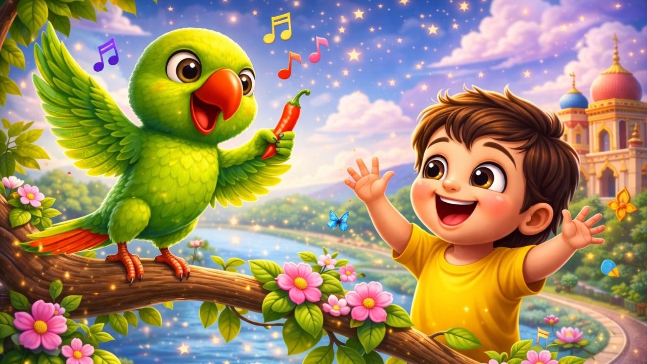 मैं तोता, मैं तोता 🦜 | Mithu Mithu Parrot Song | Hindi Nursery Rhyme for Kids