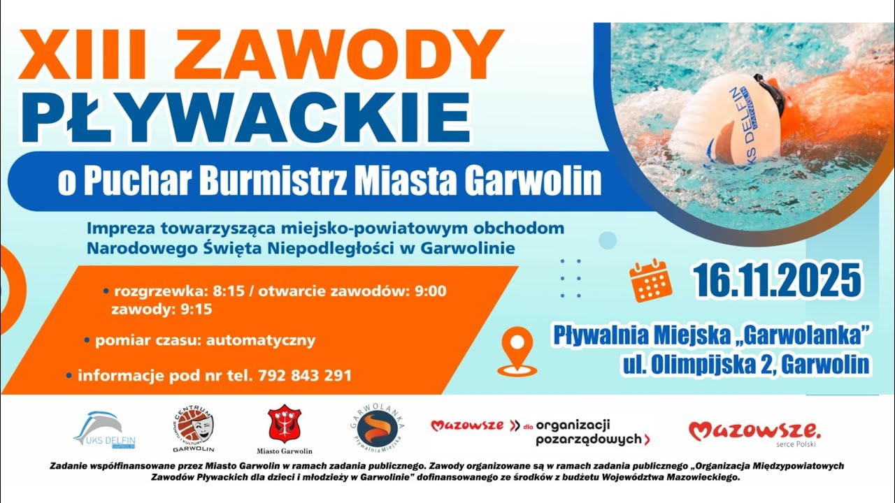 XIII Zawody Pływackie o Puchar Burmistrza Miasta Garwolin
