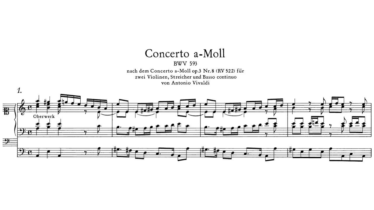 J.S Bach - Organ Concerto in A minor, BWV 593 {Koopman}