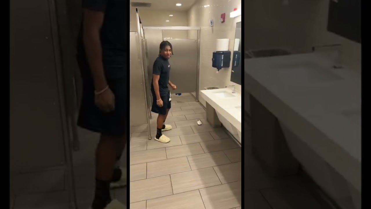 Kicking bathroom doors
