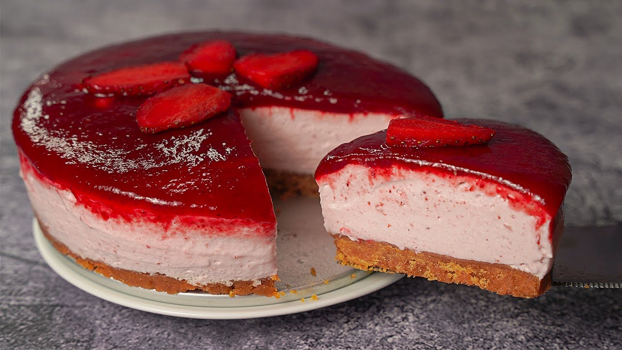 No Bake Strawberry Cheese Cake | Easy Chesse Cake Recipe Without Gelatine | Yummy