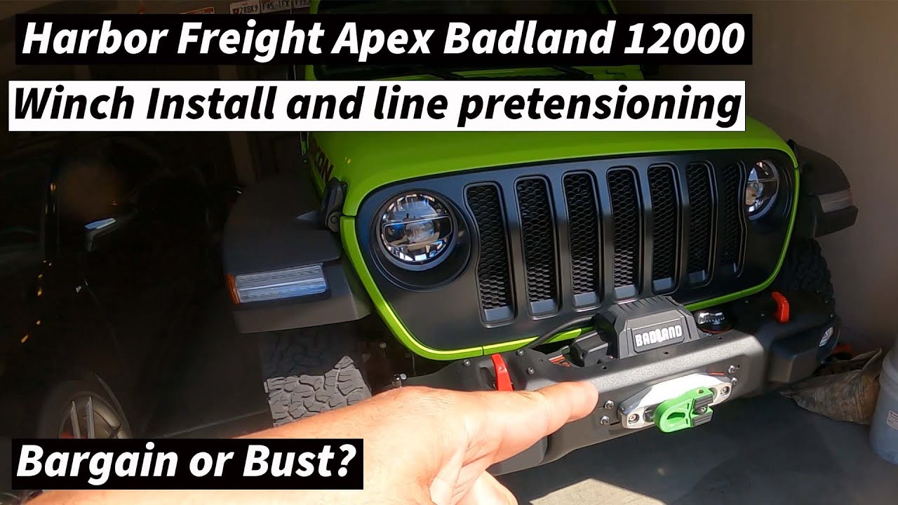 2021 Jeep JL Wrangler Winch Install - Factory Steel Bumper - Harbor Freight Apex Badland 12000 Winch