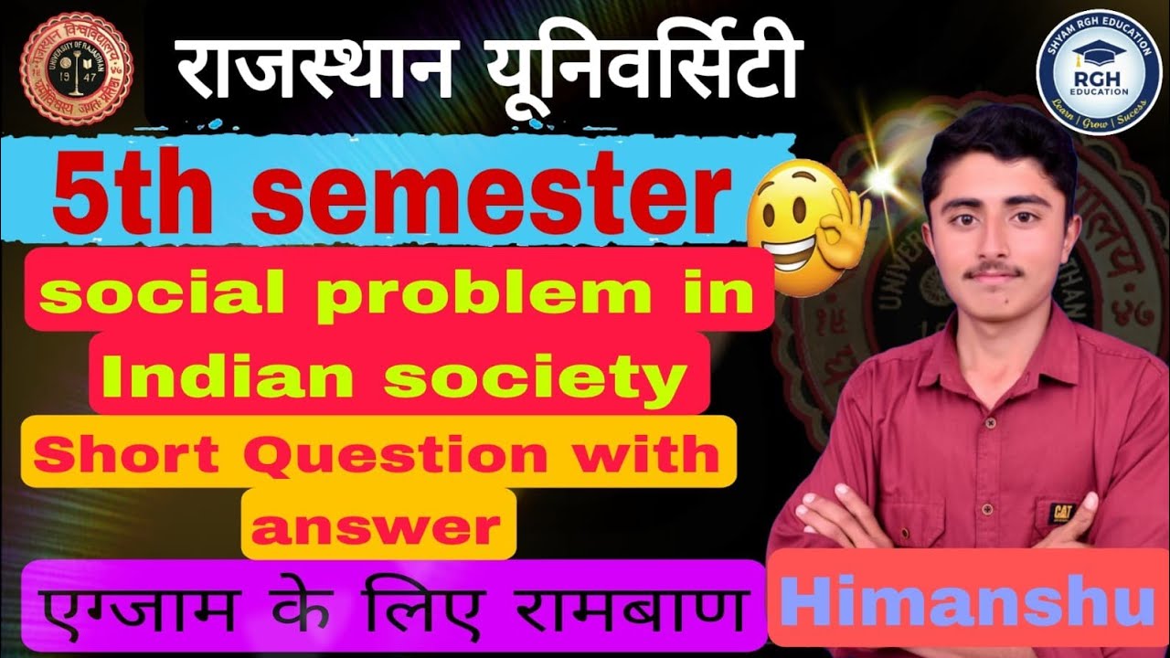 Rajasthan University 5th Semester | Social Problem in India society 
