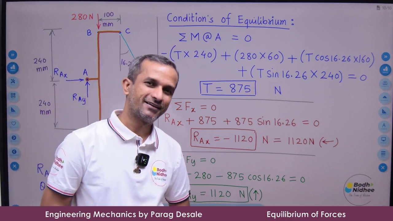 Equilibrium of Beams Ex 10 I Engineering Mechanics