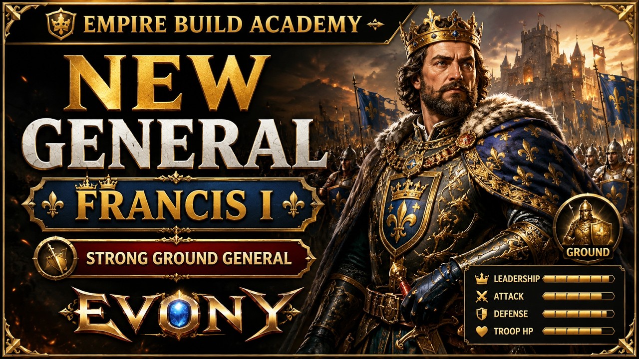 New Ground General Francis I in Evony | Full Breakdown & Stats and latest Evony Updates