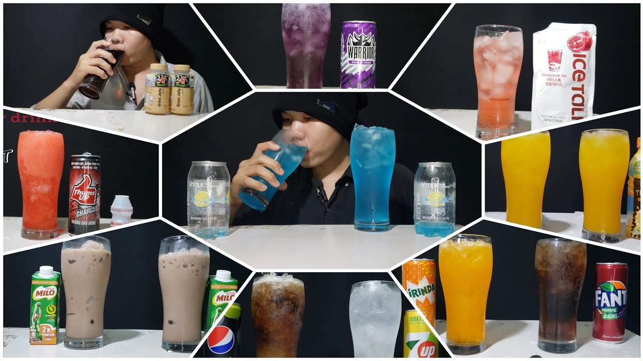 ASMR sounds ♪︎ 9 minutes of drinking soft drinks. (coca cola, fanta, pepsi) . no talking