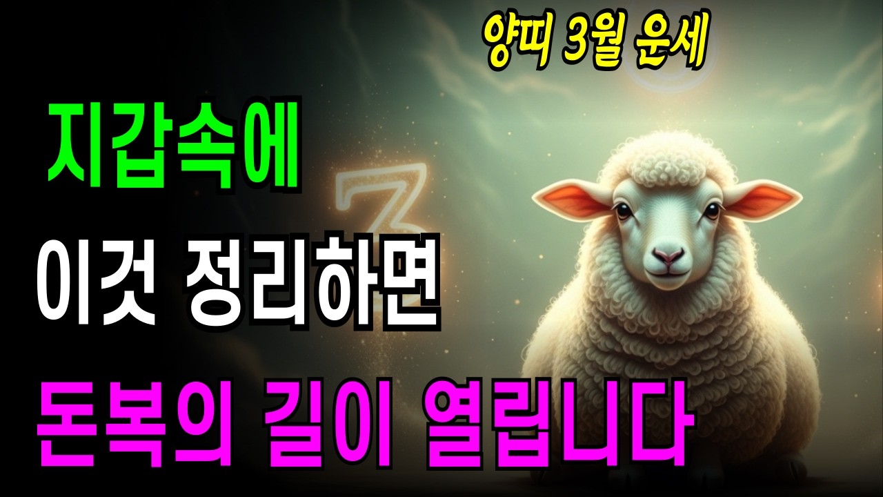 양띠 2026년 3월 운세 | 방향만 바꿔도 돈이 들어옵니다 | 재물·건강·로또 완전분석